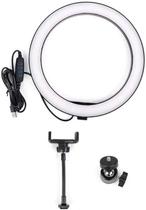 Ring Light Iluminador Led Profissional 26cm Tripé 210cm Branco-frio Preto