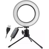 Ring Light Iluminador Luz Led Flash Anel 16cm 3 Cores Selfie Foto Vídeo Makeup Youtuber + Mini Tripé Flexível - KT2