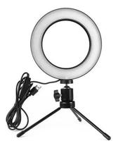 Ring Light Iluminador Luz Mesa Tripé 16Cm 3 Cores 10 Níveis