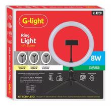 Ring light led 10 8w 3000k/4200k/6500k preta 5v glight