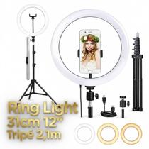Ring Light LED 12 Polegadas com Tripé 2,10m para Vídeo e Foto Ring Light LED 12 Polegadas com Tripé 2,10m para Vídeo e Foto