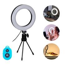 Ring Light Led 16cm + Controle Remoto + Tripé de Mesa TudoPraFoto