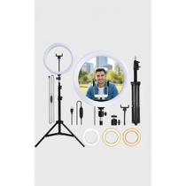 Ring Light LED 26cm c/ Tripé 2.1m - Luz Profissional p/ Celu