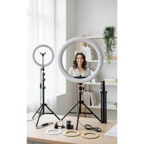 Ring Light LED 26cm C/ Tripé 2,1m Rotação 360 Dimerizável
