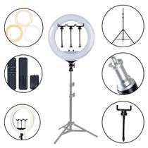 Ring Light LED Bicolor 54cm de 3 celulares com Tripé de luz pra Estúdio 1,60m