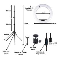 Ring Light Led Circular Completo 26Cm + Tripé 2,1M