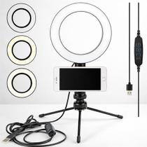 Ring Light LED Fotográfica RGB 20cm C/Tripé De Mesa