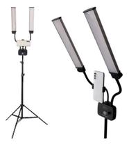 Ring Light LED HD-45X Bastão Duplo Articulado com Tripé de 2 Metros Iluminação Profissional