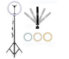 Ring Light Led Iluminador 26Cm Completo 2,1M Tripé 210Cm Ring Light Led Iluminador 26Cm Completo 2,1M Tripé 210Cm
