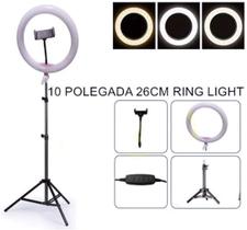 Ring Light Led Iluminador 26cm Completo 2,1m Tripé 210cm