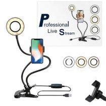 Ring light led luminaria mesa suporte celular selfie abajur