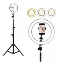 Ring Light Led Portátil 26cm Suporte Celular 10 Polegadas + Tripé 1,10m