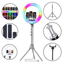 Ring Light LED RGB 45cm Completo com Controle e Tripé para luz de Estúdio 1,60m