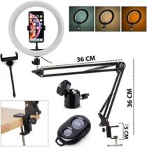 Ring Light Luz Led Usb + Braço Articulado de Mesa Suporte Celular Estúdio Home Office Youtuber Lives - CJR