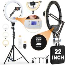 Ring Light MACTREM de 22 polegadas com suporte dobrável em 180 com tripé