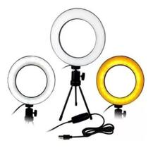 Ring Light Mesa 16cm +tripé Iluminador Youtuber Maquiagem 6p
