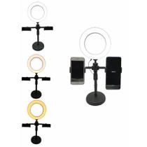 Ring Light Mesa 6 Polegadas com 2 Suportes Celular Ajustável