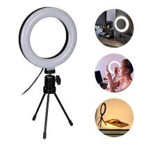 Ring Light Portátil Iluminador Led 16cm 3500k 5500k + Mini Tripé