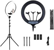 Ring Light Profissional LED 18 Polegadas com Tripé de 2 Metros e 3 Suportes para Celular
