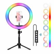 Ring Light RGB 10 Polegadas com Tripé Iluminador LED Colorido USB Inland Sounds