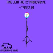 Ring Light RGB 12" Profissional + Tripé 2,1m