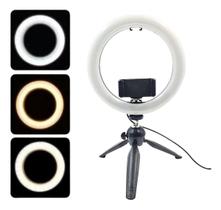 Ring Light Tripé Mesa Iluminador Luz De Led Live Selfie Make