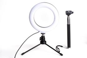 Ring Light USB de 6 polegadas bicolor com tripé de 13cm e pau de selfie Ring Light USB de 6 polegadas bicolor com tripé de 13cm e pau de selfie