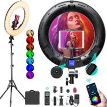 Ring Light Weeylite RGB de 18 Polegadas com Suporte para Celular e Tripé Ring Light Weeylite RGB de 18 Polegadas com Suporte para Celular e Tripé