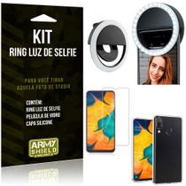 Ring Luz de Selfie Samsung Galaxy A30 Flash Ring + Capa Silicone + Película Vidro - Armyshield