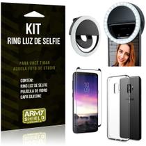 Ring Luz de Selfie Samsung Galaxy S9 Flash Ring + Capa Silicone + Película Vidro - Armyshield