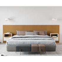 Ripada Maracá King 320cm MDF/MDP com 2 Mesa de Cabeceira Jatobá Bege Pérola/Nature Ripada Maracá King 320cm MDF/MDP com 2 Mesa de Cabeceira Jatobá Bege Pérola/Nature