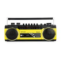 Riptunes Cassette Boombox, Retro Blueooth Boombox, Cassette Player and Recorder, AM/FM/ SW-1-SW2 Radio-4-Band Radio, USB, and SD, Yellow