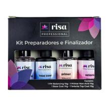 RISA - Kit Preparadores e Finalizador de Alongamento de Unhas em Gel Fibra - 10ml