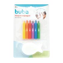 Risque Apague Brinquedo De Banho Kit 6 Lapis Cera E Esponja