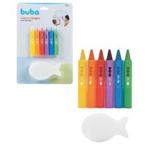 Risque e Apague Com 6 Cores e Esponja Diversão no Banho Giz de Cera Atóxico - Buba - 7472