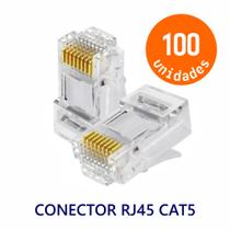 Rj45 macho conector cat 5 pacote c/ 100 unidades- tem