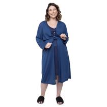 Robe Avulso Gestante Manga Longa Marinho com Cordão - Linda Gestante Robe Avulso Gestante Manga Longa Marinho com Cordão - Linda Gestante