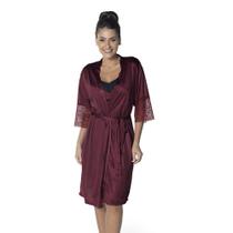 Robe com Renda Vinho DeMillus 31005 Jersey