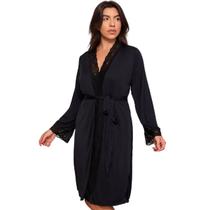 Robe Curto em Liganete com Renda e Modelagem Confortável Nayane Rodrigues Robe Curto em Liganete com Renda e Modelagem Confortável Nayane Rodrigues