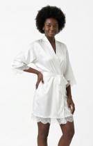 Robe de Cetim Branco com Renda Premium para Noiva