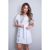 Robe de Luxo Microfibra Com Renda Hobby Roupão Roupa de Dormir com Cinto Lingerie Sexy para Noite Especial Manga Curta