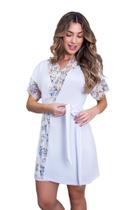 Robe de Luxo Microfibra Renda Hobby Roupão Dormir com Cinto Lingerie Sexy Noite Especial Manga Curta