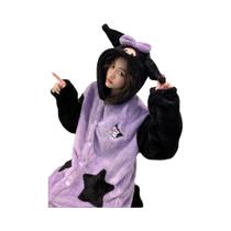 Robe De Veludo Coral Kuromi Para Meninas, Quente Para Outono E Inverno, Presente De Anime Para Casa Robe De Veludo Coral Kuromi Para Meninas, Quente Para Outono E Inverno, Presente De Anime Para Casa