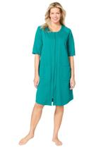Robe Dreams & Co. Plus Size com Zíper Frontal e Mangas Curtas 1X Robe Dreams & Co. Plus Size com Zíper Frontal e Mangas Curtas 1X