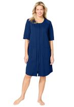 Robe Dreams & Co. Plus Size com Zíper Frontal e Mangas Curtas Robe Dreams & Co. Plus Size com Zíper Frontal e Mangas Curtas