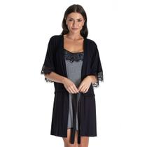 Robe em Viscolycra e Renda 09.01.044 Robe em Viscolycra e Renda 09.01.044