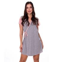 Robe em Viscolycra e Renda Manga Curta Estilo Sedutor - ES221 Robe em Viscolycra e Renda Manga Curta Estilo Sedutor - ES221