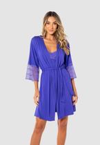 Robe Em Viscose Com Renda Nas Mangas Violeta Star