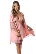 Robe Feminino Hobby Feminino Lingerie Noite Roupão Microfibra renda Elegante Luxo Gestante manga 3/4 Sensual noiva madrinha linha noite