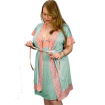 Robe Feminino Plus Size Roupão Hobby Renda Kimono Roupa de Dormir e Banho Tamanho Grande - Surreal Lingerie